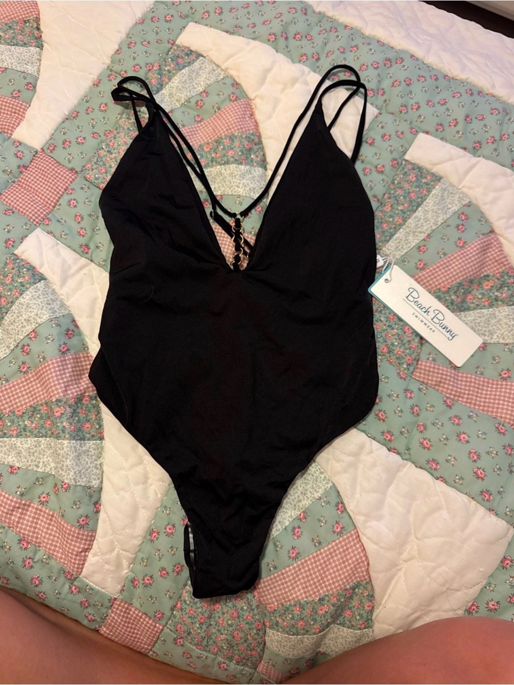 Beach Bunny Black One-Piece with Front Ring Detail